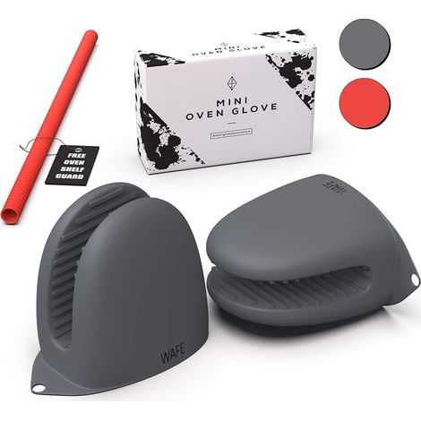 Mini Gants pour friteuse à air - 2 Gants en Silicone - Manique résistante à la Chaleur pour Cuisine, Barbecue et grillades - Taille Unique avec Protection pour Grille de Four (1/5)