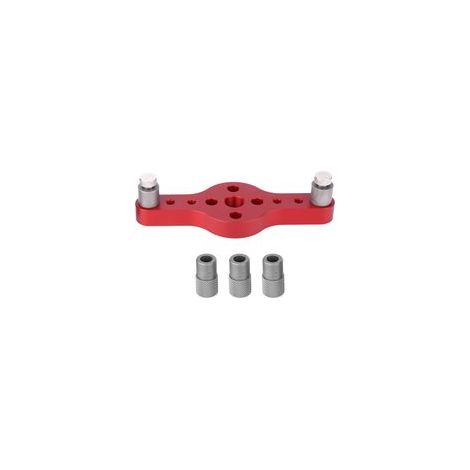 Localisateur de trous en alliage d'aluminium pour bois – Jauge de perçage précise avec 3 douilles rouges incluses (1/5)