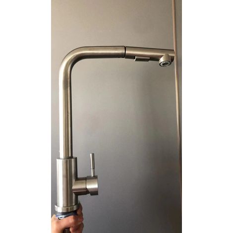 Robinet de cuisine noir à levier unique, mitigeur avec pommeau extractible, finition mate, douchette rétractable pour évier, mélangeur monocommande.