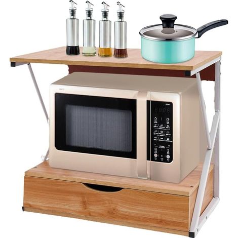 Mensola per microonde a 2 livelli, supporto per microonde, cucina, cassetto, scaffale da cucina, multifunzione, per microonde, 54 x 35 x 50 cm (1/5)