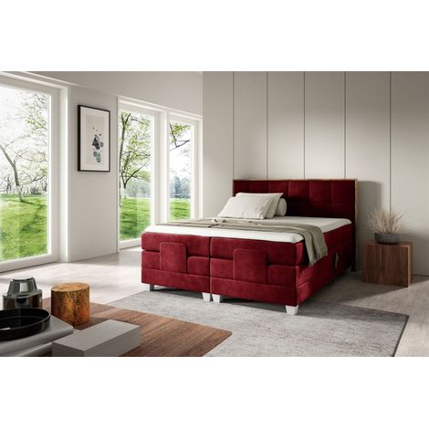 Boxspringbett Elektrisch Bett HENRY 140x200cm in Stoff Fresh Rot (1/2)