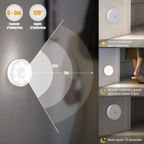 Lot de 6 Détecteur de Mouvement Veilleuse Induction, Veilleuse LED Automatique USB Rechargeable, 8LEDs, Batterie 400mAh, Veilleus (1/5)