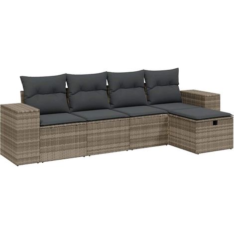Maison Exclusive - Set de sofás jardín y cojines 5 pzas ratán sin (1/4)