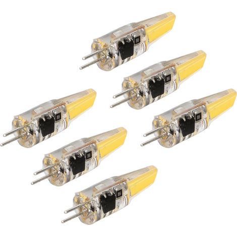 Lot de 6 ampoules LED COB G4 6W 500LM à gel de silice, économie d'énergie, pour plafonnier, applique, lampe de table, 220V, blanc chaud (1/5)