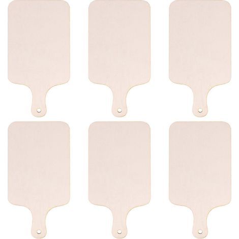 Lot de 6 mini planches à découper de Noël en bois avec poignée, en bois brut, rectangulaires. (1/5)