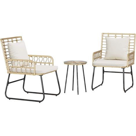 Ensemble de salle à manger pour jardin 3 pcs,Salon de jardin Marron et Crème CFW23843 (1/5)