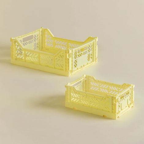 Set de 2 boîtes pliables et empilables en plastique Doli SKLUM Jaune (1/5)