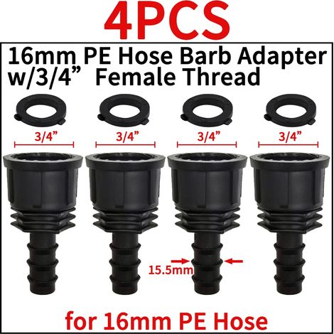 (B-4PCS) Raccord rapide 3/4'' à embout cannelé EURO pour tuyau d'arrosage PE 16 mm et 20 mm, système d'irrigation goutte à goutte pour jardin (1/5)