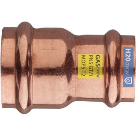Manicotto Ridotto ø28-22 Femmina-Femmina Rame Pressfitting certificato acqua e gas