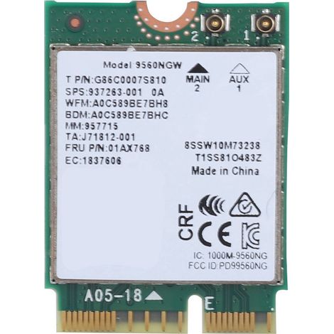 Carte WiFi Intel 9560AC avec Bluetooth 5.0 pour PC, double bande 2.4G/5G (1/5)