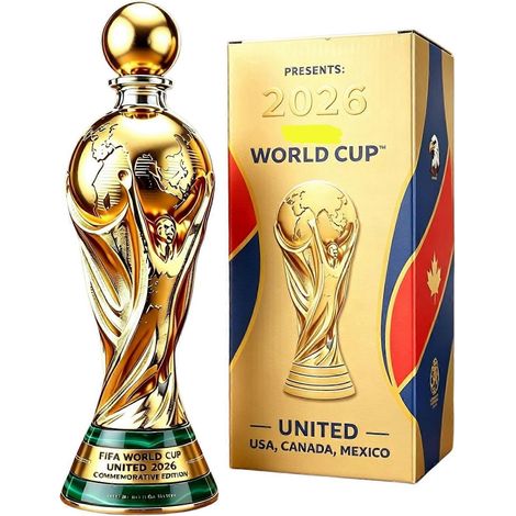 Carafe à whisky verre 350 ml forme ballon de football Golden Ball avec bouchon, idéal pour supporters