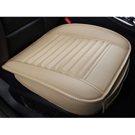 Fundas universales de cuero sintético PU para asientos de coche, diseño ultratranspirable y antideslizante, 52 x 50 cm (1 pieza, Beige) (1/5)