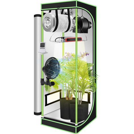 TolleTour Growzelt Komplettset 60x60x140 cm Indoor Grow Set mit 4" Belüftungssat Grow Tent Kit LED Grow Light Grow Lampe Kohlefilter