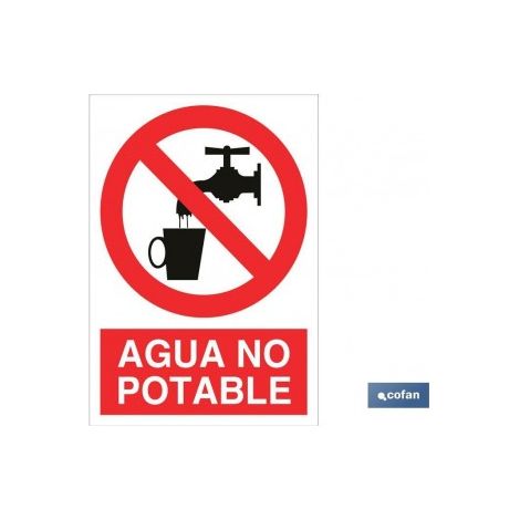 Panneau adhésif 148x105mm interdisant l'eau non potable, matériau au choix.
