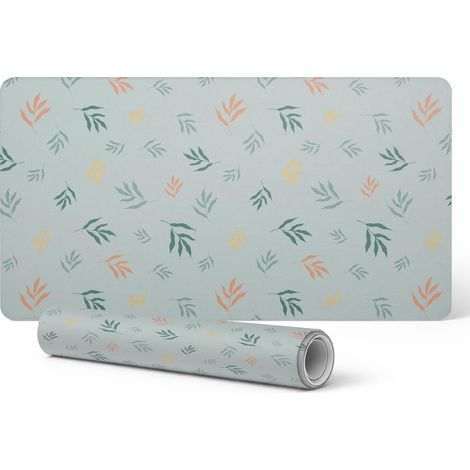 Mantel protector para mesa con un moderno estampado de hojas sobre fondo pastel, 100 x 50 cm.