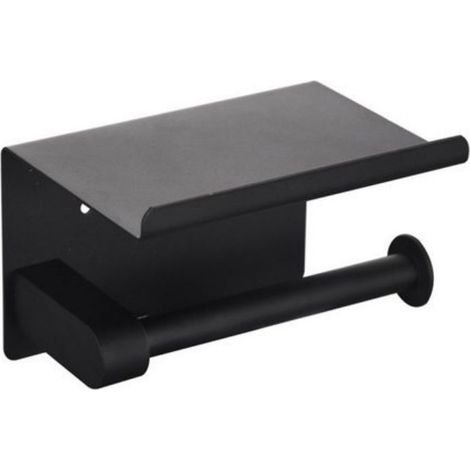 Bohrloser Toilettenpapierhalter aus schwarzem Edelstahl 304 – 14 x 9,5 cm, korrosions- und rostbeständig (1/5)