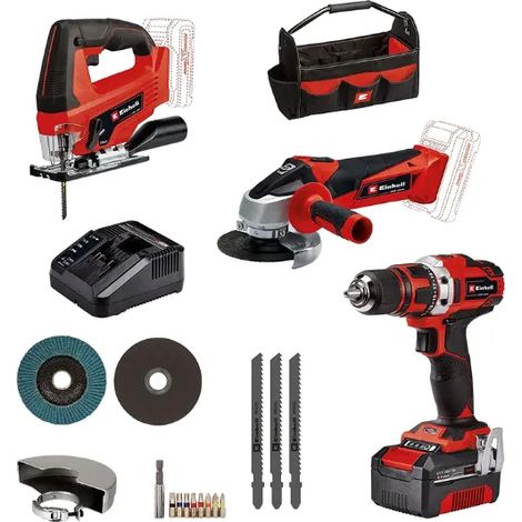 Einhell TE-TK 18/3 Li Kit (JS+CD+AG) Set smerigliatrice, trapano e seghetto a batteria 18 V
