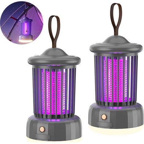 Anti Insectes - Lampe Electrique Camping Rechargeable - Piège Automatique à Moustiques - Sans Odeur ni Bruit - 2 pièces (1/5)