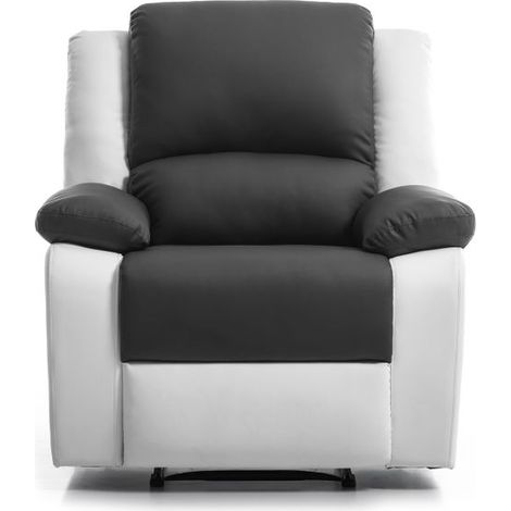 RELAXXO - Fauteuil de relaxation en simili LEO - Blanc/Gris (1/5)