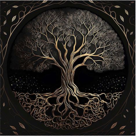 Tapisserie d'autel Arbre de Vie, nappe rituelle et spirituelle pour table de tarot, accessoires de sorcellerie et de tarot, 50 x 50 cm (1/5)