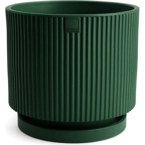 Vaso decorativo "Vertigo" monocolore per arredo esterno e interno -Marrone / Ø 60 x h 54 cm / Vaso e Sottovaso (1/4)