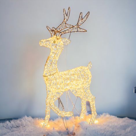 Renna con zampa alzata 3D con microled bianco caldo e freddo per uso interno -h 105 cm (1/5)
