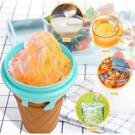 Coppetta per gelato – Macchina per granite – 500 ml – Silicone – Cannuccia e cucchiaio 2 in 1 – Riutilizzabile (1/3)