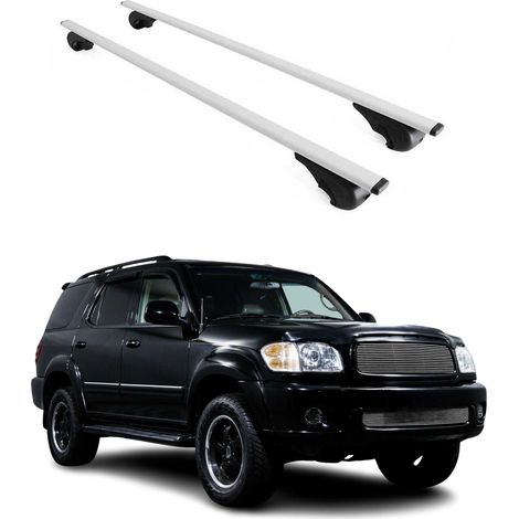 OMAC Dachträger Querträger für Toyota Sequoia II 2008-2022 – Abschließbar – Max. 75 kg – 2 Stangen Stahl Silber (1/5)