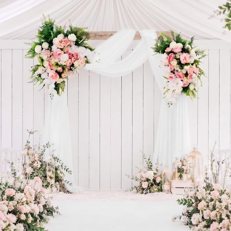 75cmx800cm Mariage Arche Tenture, Tenture Mariage pour Décoration de Mariage Toile de Fond Rideau de Gaze (Blanc) (1/5)