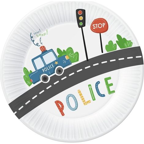 Piatti di carta a tema "Compleanno della Polizia", 18 cm, 6 pezzi.