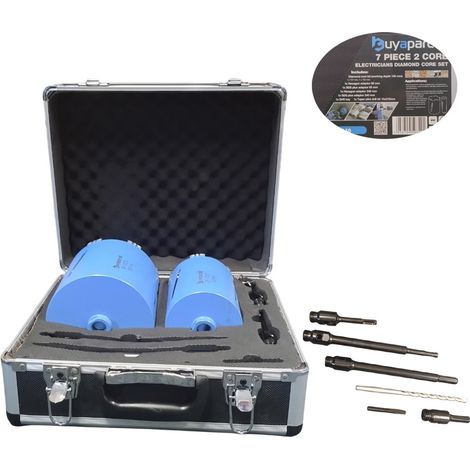 BAP Electricians 7 Piece 2 CORE Diamond Core Set for Granite Marble + Metal Case (1/5)