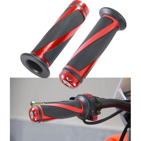 2PCS Poignée Moto Poignées Antidérapantes Guidon Convient aux Motos (Rouge) (1/5)