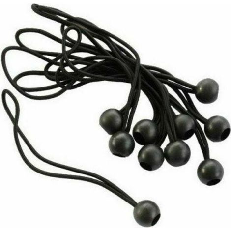 Elastisches Bungee-Seil für Planen – 4 mm x 45 cm – Kunststoff-Verschlusskugel – Schwarz – 50er-Packung (1/5)