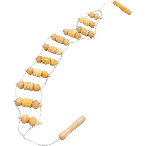 Rope massage roller – massage tool for the back, neck, legs and waist, wooden massage roller (1/5)