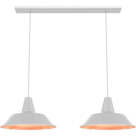 LUMICOM DUNA BINARIO Sospensione, 2XE27, max 42W, metallo, bianco opaco/foglia rame, D.35cm (1/4)
