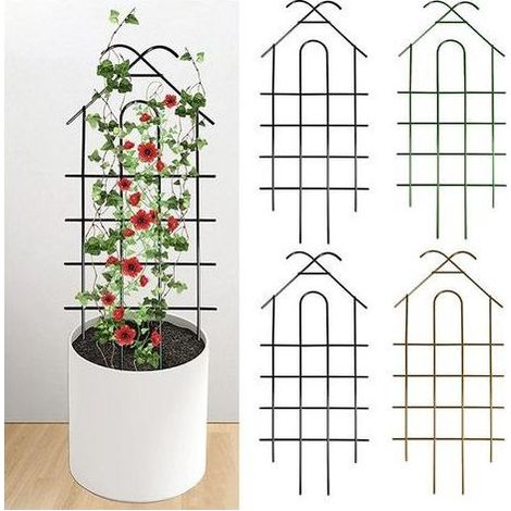Set mit 4 robusten Metall-Gartenrankgittern, für den Innen- und Außenbereich, für Topfpflanzen, Zimmerpflanzen und Kletterpflanzen, schwarz (1/5)