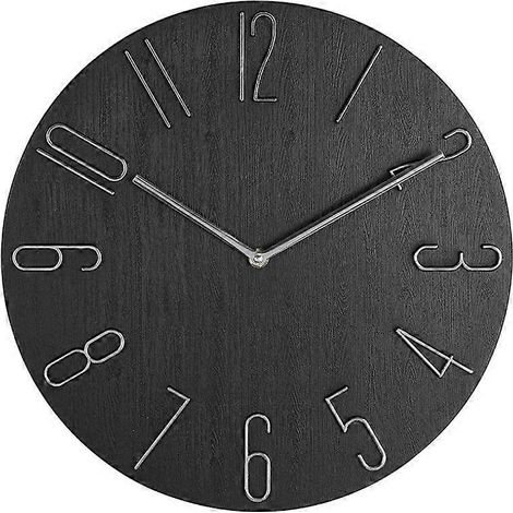 Schlichte Wanduhr, 30 cm, Wohnzimmer, Schlafzimmer, modisch, Schwarz