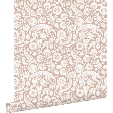 papier peint fleurs rose terracotta  - ESTAhome (1/5)