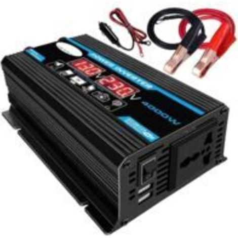 Convertisseur 12V 220V Pur Sinus 4000W Onduleur à Onde Sinusoïdale Pure Transformateur avec Télécommande & Double AC Prises de Courant pour RV Voiture de Camion