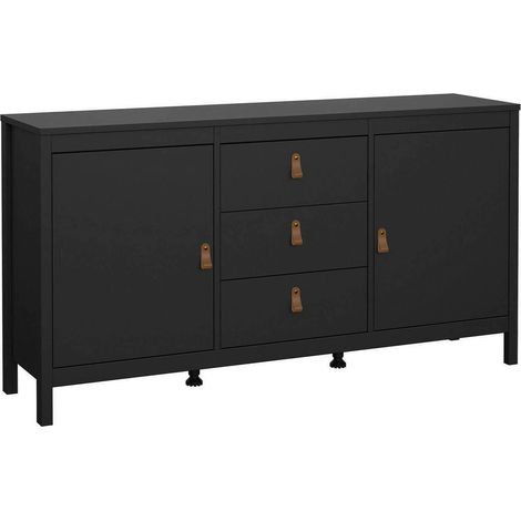 Dmora - Credenza Whitney, Buffet da soggiorno, Madia da salotto, Dispensa da cucina, 151x38 h80 cm, Nero (1/5)