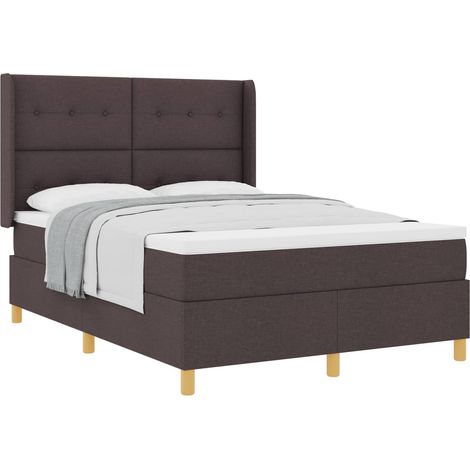 Maison Exclusive - Letto a molle con materasso Marrone Scuro 140 x 190 cm Tessuto
