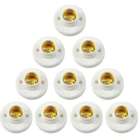 LaBlanc - 10 pezzi Portalampada E27 con attacco a vite in plastica per montaggio a parete, base per lampadina LED, adattatore convertitore per lampadina E27, attacco a vite rotondo in plastica per por (1/5)