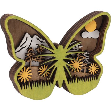 Papillon lumineux en bois décoratif, artisanat en bois, décoration pour la maison, le bureau, cadeau d'anniversaire, de pendaison de crémaillère, de Noël ou de Pâques (1/5)