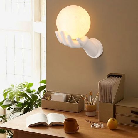 LED Applique Murale d'Intérieur Industrielle Moderne Créative Lampe Murale Blanc Chaud Design en Plâtre Paume pour Lavabo Escalier Couloir Salon (Ampoule G9 Incluse) Blanc (1/5)