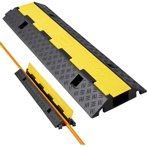 VEVOR Rampe de Protection Cables, Charge 9979 kg, Passage de Cable au Sol a 1 Canal 70 x 50 mm, Ralentisseur de Vitesse en Caoutchouc avec Couvercle Rabattable, Passe Cable pour Interieur, Exterieur