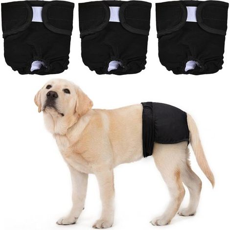 3er-Pack Hundewindeln – Größe L – Wiederverwendbare Baumwollnetz-Windeln für Hitzezyklen und Inkontinenz mit Klettverschluss (1/5)