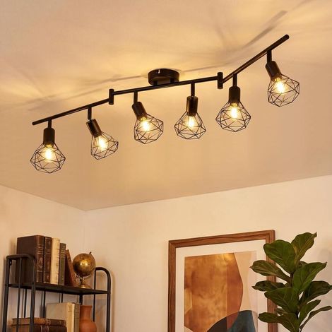 Rétro Luminaire Plafonnier LED Orientable Plafonnier 6 Spots anthracite Spots et Rails de Spot avec (1/5)