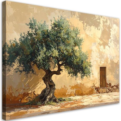 Cuadro en Lienzo, Olivo sobre fondo de pared beige, 45x30
