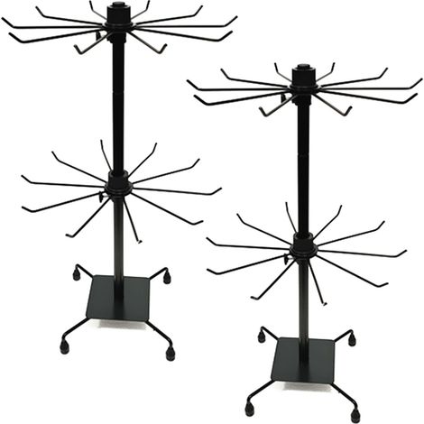 Support à bijoux rotatif Ander Online 2 niveaux métal noir amovible étagère suspendue présentoir organisateur lot de 2 pièces (1/5)