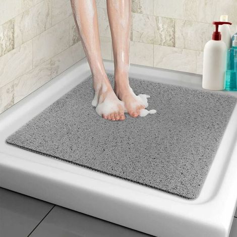 Tapis de douche antidérapant doux confortable et sûr avec trous drainage massage en adapté aux zones humides séchage rapide 60x60cm Pvc (1/4)